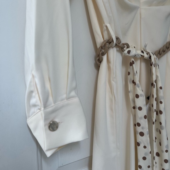 NWT ZARA Cream Knot Front Midi Dress with Polka Dot Belt XS Blogger Fav - Picture 5 of 16